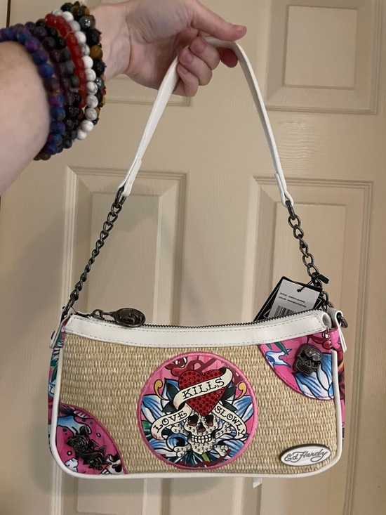 Ed Hardy Handbags - Ed Hardy Straw Hobo Bag (with crossbody strap)